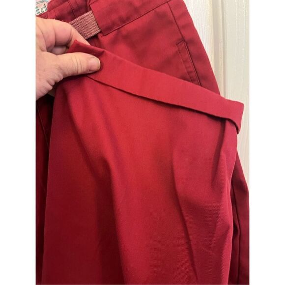 Vintage 90's Red Pleated High Waisted Chino Pants with Belt. Size 9/10 - Picture 6 of 7